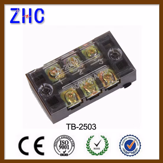 15A 600V 6 Poles Tb Series Panel Mounted Industrial Fixed Terminal Block